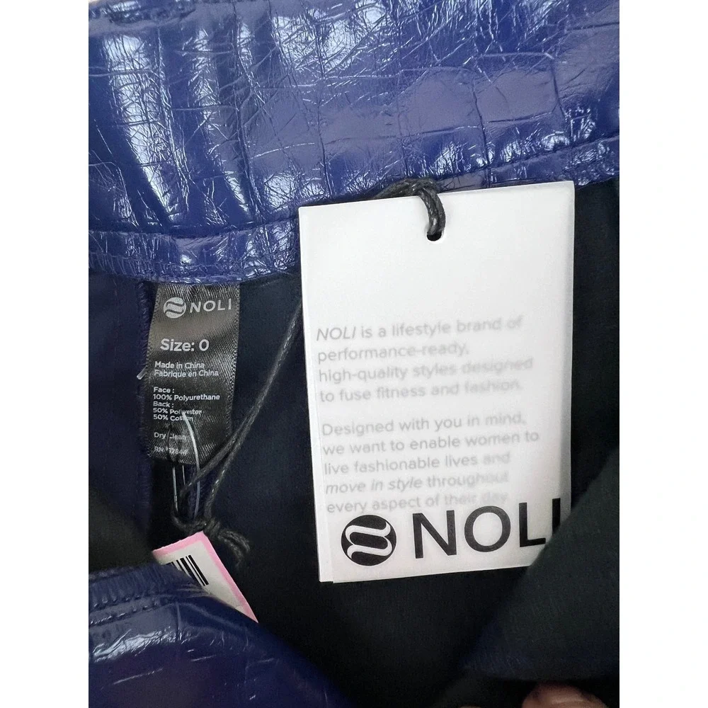 Noli Croc Shorts Womens Size 0 Blue New Faux Leather Embossed High Waist NY81513